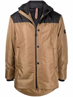 Low Brand пальто в стиле колор-блок с капюшоном