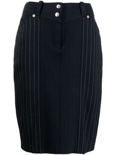 Christian Dior полосатая юбка 2000-х годов с завышенной талией