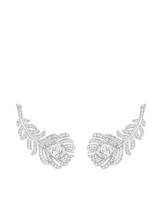 Boucheron серьги-клипсы Plume de Paon из белого золота с бриллиантами