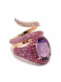 Stefere кольцо из розового золота с камнями