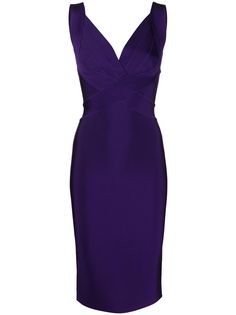 Herve L. Leroux платье облегающего кроя с V-образным вырезом