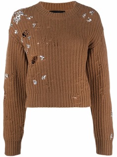 Dsquared2 джемпер с кристаллами и эффектом потертости