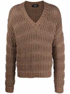 Dsquared2 джемпер в рубчик с V-образным вырезом
