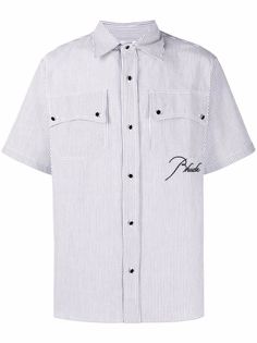 Rhude рубашка с короткими рукавами и вышитым логотипом
