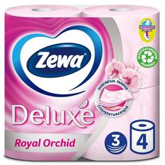 Туалетная бумага Zewa Deluxe Орхидея, 3 слоя, 4 рулона