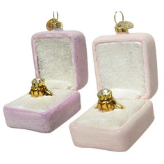 Игрушки елочные одиночные подвеска Обручальное кольцо 7см стекло розовый в асс-те Kaemingk