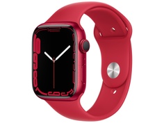 Умные часы APPLE Watch Series 7 45mm Product Red Aluminium Case with Product Red Sport Band MKN93RU/A Выгодный набор + серт. 200Р!!!