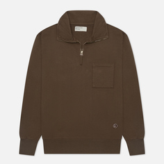 Мужская толстовка Universal Works Half Zip Dry Handle Loopback, цвет коричневый