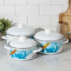 Набор кастрюль ocean, 3 шт: 2 л, 3 л, 4,5 л Доляна