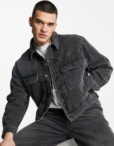 Черная выбеленная джинсовая куртка в стиле 90-х ASOS DESIGN-Черный цвет