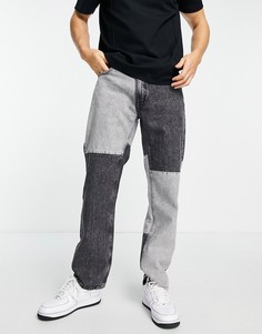 Серые джинсы пэчворк в стиле 90-х Bershka-Серый