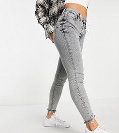 Серые зауженные джинсы с завышенной талией и моделирующим эффектом River Island Petite-Серый