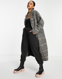 Черно-белое oversized-пальто в клетку NA-KD-Разноцветный