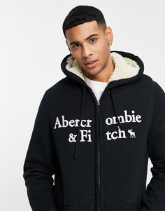 Черный худи на сквозной молнии Abercrombie & Fitch-Черный цвет