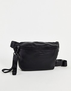 Черная кожаная сумка-кошелек на пояс Smith & Canova-Черный цвет