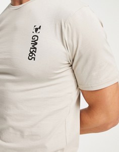 Светло-бежевая футболка с логотипом сбоку Gym 365-Светло-бежевый цвет