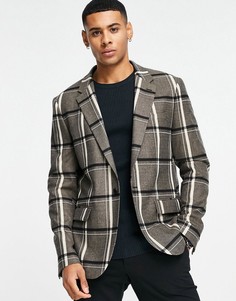 Двубортный пиджак в черную клетку River Island-Черный цвет