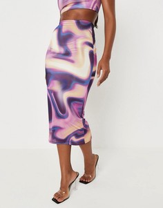 Облегающая юбка миди с фиолетовым мраморным принтом от комплекта Missguided x Carli Bybel-Фиолетовый цвет