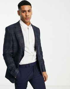 Узкий пиджак в клетку River Island-Темно-синий