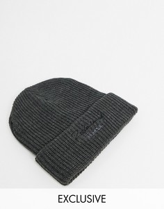 Темно-серая шапка-бини из переработанных материалов в стиле унисекс с логотипом Reclaimed Vintage Inspired-Серый