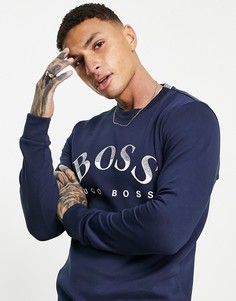 Темно-синий свитшот узкого кроя с большим логотипом BOSS Athleisure Salbo 1