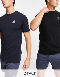 Набор из 2 базовых футболок черного и темно-синего цветов Gym 365-Разноцветный