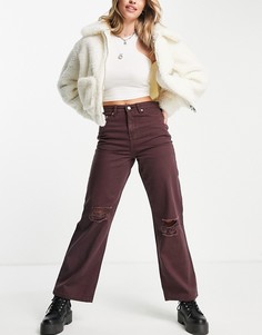 Выбеленные бордовые джинсы в стиле 90-х со рваной отделкой Urban Bliss-Красный