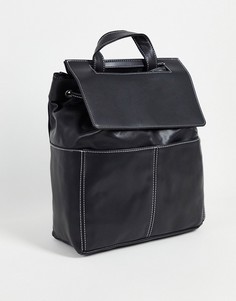 Черный рюкзак из искусственной кожи с контрастной строчкой Topshop-Черный цвет