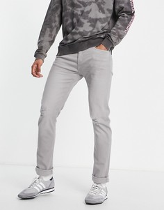 Светло-серые зауженные джинсы с разрывами Another Influence-Серый