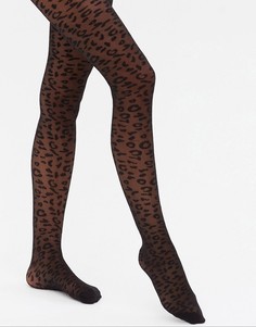 Колготки с леопардовым принтом New Look-Черный цвет