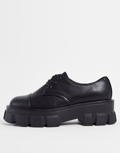 Черные туфли из искусственной кожи со шнуровкой и очень толстой подошвой Truffle Collection-Черный цвет