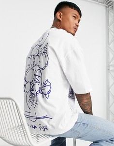 Белая oversized-футболка с принтом в виде рисунка Ван Гога ASOS DESIGN-Белый