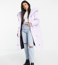 Удлиненное дутое пальто сиреневого цвета Noisy May Petite-Фиолетовый цвет