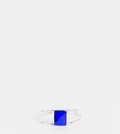 Двойное кольцо из стерлингового серебра с синим камнем Kingsley Ryan Curve-Серебряный