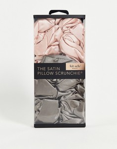 Комплект из атласных резинок для волос розового и серого цвета Kitsch-Разноцветный