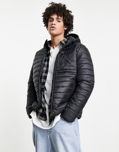 Черный легкий пуховик с капюшоном ASOS DESIGN-Черный цвет