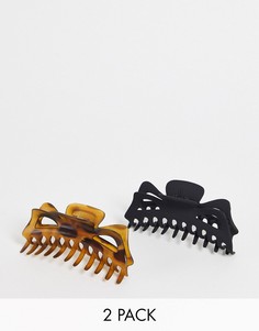 Набор из 2 классических заколок-крабов для волос из переработанного пластика Kitsch Jumbo-Бесцветный