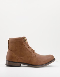 Темно-коричневые ботинки на шнуровке New Look-Коричневый цвет
