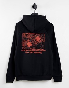 Черный худи с принтом Bershka-Черный цвет