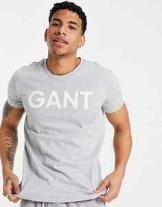 Серая футболка с логотипом на груди Gant-Серый