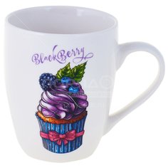 Кружка фарфор, 340 мл, Blackberry, Rainbow, WWDES-4, белая