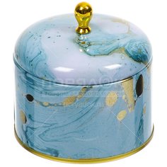 Шкатулка для украшений, металл, 8х8х8.5 см, голубая, Голубой мрамор, TH05-1