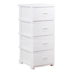 Комод 4 ящика, Ротанг, 38х47х98 см, бел, РП-451, Росспласт