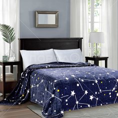 Плед 1.5-спальный, 150х200 см, микрофибра, 100% полиэстер, Silvano, синий, SТ-182