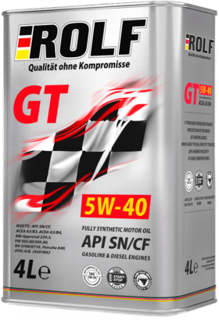 Моторное масло Rolf GT SAE 5W-40 API SN/CF, 4л