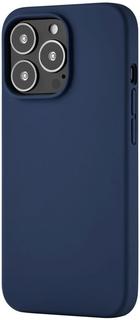 Клип-кейс uBear Touch Case (Liquid silicone) для iPhone 13 Pro. Магнитная упаковка. (темно-синий)
