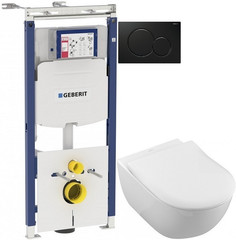 Комплект подвесной унитаз Villeroy & Boch Subway 2.0 5614R2R1 + система инсталляции Geberit 111.362.00.5 + 115.770.DW.5