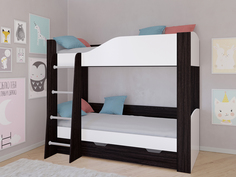 Кровать двухъярусная астра 2 с ящиком венге/белый (рв-мебель) бежевый 193.4x110x150.5 см.