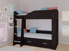 Кровать двухъярусная астра 2 с ящиком венге/венге (рв-мебель) коричневый 193.4x110x150.5 см.