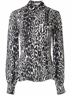 Carolina Herrera шелковая рубашка с леопардовым принтом